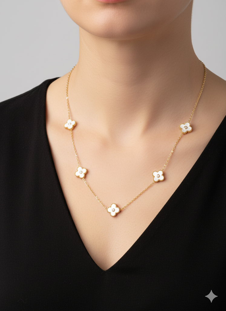 Mother of Pearl Clover Necklace