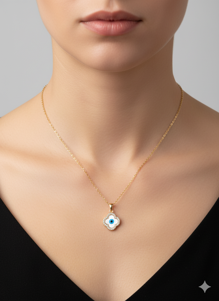 Floral Evil Eye Necklace