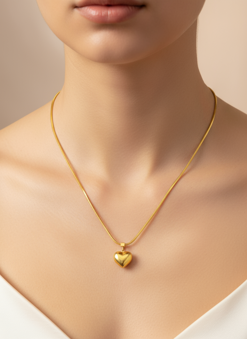 Golden Heart Locket Necklace