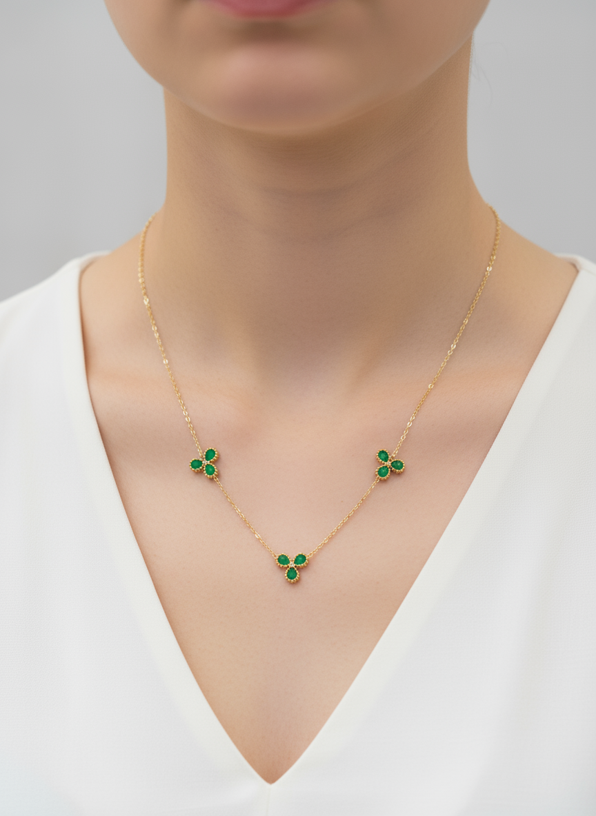 Emerald Trio Clover Necklace