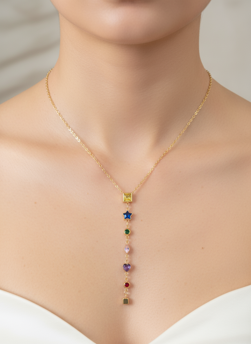 Rainbow Chakra Drop Necklace