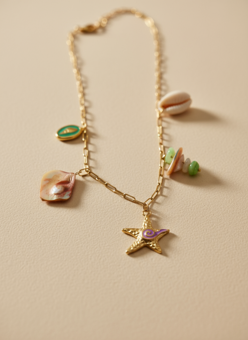 Star Shell Charms Necklace